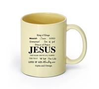 DEBINGY ceramica Tazze da caffè e tè Scritture della Bibbia cristiana francese di Gesù Allah Messia Signore Dio Principe della vita （11oz/320ml） per ufficio, casa Beige