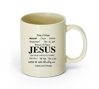 DEBINGY ceramica Tazze da caffè e tè Scritture della Bibbia cristiana francese di Gesù Allah Messia Signore Dio Principe della vita （11oz/320ml） per ufficio, casa Giallo chiaro