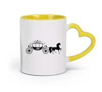 DEBINGY ceramica Tazze da caffè in ceramica bianca Carrozza di Cenerentola - Moda per bambine （11oz/320ml） Tazza da caffè in ceramica per cappuccino, tè, latte, Giallo
