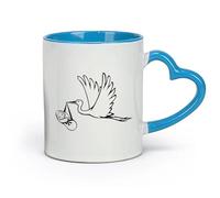 DEBINGY ceramica Tazze da caffè in ceramica bianca Cicogna e bambino nati in ospedale ostetrico （11oz/320ml） Tazza da caffè in ceramica per cappuccino, tè, latte, Blu