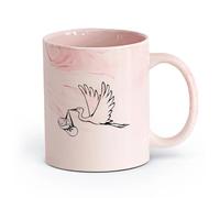 DEBINGY ceramica Tazze da caffè in ceramica bianca Cicogna e bambino nati in ospedale ostetrico （11oz/320ml） Tazza da caffè in ceramica per cappuccino, tè, latte, Rosa marmo