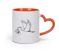 DEBINGY ceramica Tazze da caffè in ceramica bianca Cicogna e bambino nati in ospedale ostetrico （11oz/320ml） Tazza da caffè in ceramica per cappuccino, tè, latte, Arancione