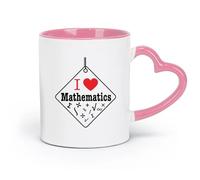 DEBINGY ceramica Tazze da caffè in ceramica bianca Scuola di simboli matematici d'amore （11oz/320ml） Caffè, tè, latte macchiato, latte, cacao, succhi di frutta e altre bevande calde Rosa