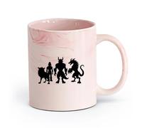 DEBINGY ceramica Tazze da caffè in ceramica bianca un gruppo di quattro sagome di mostri diversi （11oz/320ml） Tazza da caffè in ceramica per cappuccino, tè, latte, Rosa marmo