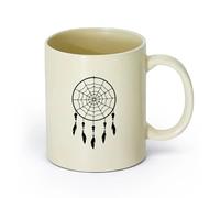 DEBINGY ceramica Tazze da caffè in ceramica bianca una promessa silenziosa di un acchiappasogni （11oz/320ml） per bevande calde, latte macchiato, cappuccino Giallo chiaro