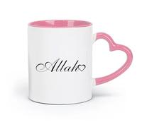 DEBINGY ceramica Tazze da caffè in gres con manico Allah Islam Islam Corano Religione （11oz/320ml） Elegante e resistente - Adatto al microonde e alla lavastoviglie Rosa