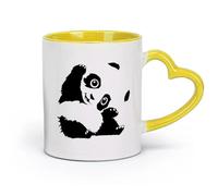 DEBINGY ceramica Tazze da caffè in gres con manico Carino Panda School Animali carini （11oz/320ml） Regalo divertente per amanti del caffè, migliori amici, colleghi e amici Giallo