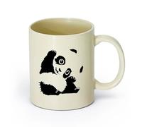 DEBINGY ceramica Tazze da caffè in gres con manico Carino Panda School Animali carini （11oz/320ml） Regalo divertente per amanti del caffè, migliori amici, colleghi e amici Giallo chiaro