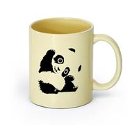DEBINGY ceramica Tazze da caffè in gres con manico Carino Panda School Animali carini （11oz/320ml） Regalo divertente per amanti del caffè, migliori amici, colleghi e amici Beige