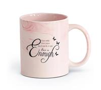 DEBINGY ceramica Tazze da caffè in gres con manico Citazioni motivazionali: si vive una volta sola （11oz/320ml） Un bel regalo di Natale Rosa marmo