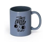 DEBINGY ceramica Tazze da caffè in gres con manico Conosci i tuoi limiti e poi superali （11oz/320ml） Lavabile in lavastoviglie, adatto al microonde, per ufficio e casa Blu grigio