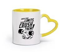 DEBINGY ceramica Tazze da caffè in gres con manico Conosci i tuoi limiti e poi superali （11oz/320ml） Lavabile in lavastoviglie, adatto al microonde, per ufficio e casa Giallo