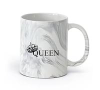 DEBINGY ceramica Tazze da caffè in gres con manico Crown Queen Sign Kingdom Beauty Salon （11oz/320ml） Elegante e resistente - Adatto al microonde e alla lavastoviglie Nero marmo