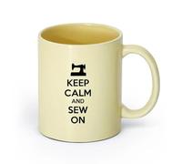 DEBINGY ceramica Tazze da caffè in gres con manico Cucito Keep Calm On Sewing Sartoria Casa （11oz/320ml） per bevande calde, latte macchiato, cappuccino Beige