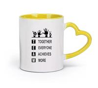 DEBINGY ceramica Tazze da caffè in gres con manico Cultura aziendale del lavoro di squadra （11oz/320ml） Cappuccino, latte macchiato, tè, espresso Giallo