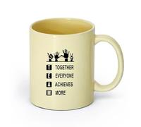 DEBINGY ceramica Tazze da caffè in gres con manico Cultura aziendale del lavoro di squadra （11oz/320ml） Cappuccino, latte macchiato, tè, espresso Beige
