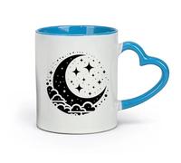 DEBINGY ceramica Tazze da caffè in gres con manico di una mezzaluna con stelle e nuvole （11oz/320ml） per caffè, zuppa, tè, latte, latte macchiato, cioccolata calda, donna, uomo Blu