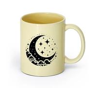 DEBINGY ceramica Tazze da caffè in gres con manico di una mezzaluna con stelle e nuvole （11oz/320ml） per caffè, zuppa, tè, latte, latte macchiato, cioccolata calda, donna, uomo Beige