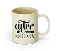 DEBINGY ceramica Tazze da caffè in gres con manico dopo la scuola felice ritorno a scuola （11oz/320ml） Elegante e resistente - Adatto al microonde e alla lavastoviglie Giallo chiaro