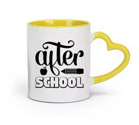 DEBINGY ceramica Tazze da caffè in gres con manico dopo la scuola felice ritorno a scuola （11oz/320ml） Elegante e resistente - Adatto al microonde e alla lavastoviglie Giallo