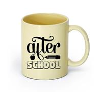 DEBINGY ceramica Tazze da caffè in gres con manico dopo la scuola felice ritorno a scuola （11oz/320ml） Elegante e resistente - Adatto al microonde e alla lavastoviglie Beige