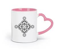 DEBINGY ceramica Tazze da caffè in gres con manico mandala sinfonia di girasoli per adulti （11oz/320ml） Lavabile in lavastoviglie e adatto al microonde Rosa