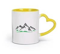 DEBINGY ceramica Tazze da caffè in gres con manico Montagna Prateria Escursionismo Bosco （11oz/320ml） Regalo divertente per amanti del caffè, migliori amici, colleghi e amici Giallo