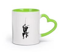 DEBINGY ceramica Tazze da caffè in gres con manico Ninja Samurai Killer Shadow （11oz/320ml） per la colazione, matrimoni, compleanni, regali per donne, festa del papà, mamma, ragazze, ragazzi Verde
