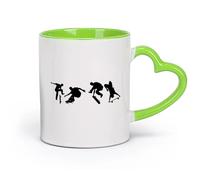 DEBINGY ceramica Tazze da caffè in gres con manico Quattro skateboarder con skateboard （11oz/320ml） Ufficio, casa, bar, lavabile in lavastoviglie e adatto al microonde Verde