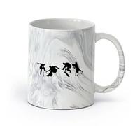 DEBINGY ceramica Tazze da caffè in gres con manico Quattro skateboarder con skateboard （11oz/320ml） Ufficio, casa, bar, lavabile in lavastoviglie e adatto al microonde Nero marmo