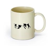 DEBINGY ceramica Tazze da caffè in gres con manico Quattro skateboarder con skateboard （11oz/320ml） Ufficio, casa, bar, lavabile in lavastoviglie e adatto al microonde Giallo chiaro