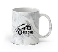 DEBINGY ceramica Tazze da caffè in gres con manico Ragazzi in mountain bike, andiamo testo （11oz/320ml） Tazza da caffè in ceramica per cappuccino, tè, latte, Nero marmo