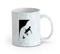 DEBINGY ceramica Tazze da caffè in gres con manico Scalatore Paesaggio montano estremo （11oz/320ml） Ufficio, casa, bar, lavabile in lavastoviglie e adatto al microonde Blu marmo