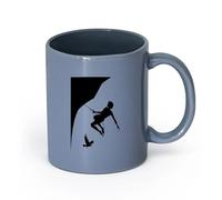 DEBINGY ceramica Tazze da caffè in gres con manico Scalatore Paesaggio montano estremo （11oz/320ml） Ufficio, casa, bar, lavabile in lavastoviglie e adatto al microonde Blu grigio