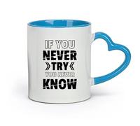 DEBINGY ceramica Tazze da caffè in gres con manico Se non provi non lo saprai mai （11oz/320ml） Regalo divertente per amanti del caffè, migliori amici, colleghi e amici Blu