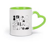 DEBINGY ceramica Tazze da caffè in gres con manico Signora che cuce nello studio del sarto （11oz/320ml） Perfetto per cucine, ristoranti e bar, ottima idea regalo Verde