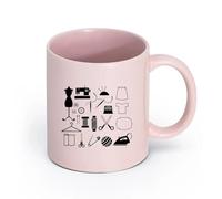 DEBINGY ceramica Tazze da caffè in gres con manico Signora che cuce nello studio del sarto （11oz/320ml） Perfetto per cucine, ristoranti e bar, ottima idea regalo Rosa