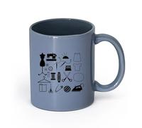 DEBINGY ceramica Tazze da caffè in gres con manico Signora che cuce nello studio del sarto （11oz/320ml） Perfetto per cucine, ristoranti e bar, ottima idea regalo Blu grigio