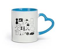 DEBINGY ceramica Tazze da caffè in gres con manico Signora che cuce nello studio del sarto （11oz/320ml） Perfetto per cucine, ristoranti e bar, ottima idea regalo Blu