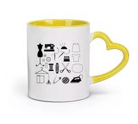 DEBINGY ceramica Tazze da caffè in gres con manico Signora che cuce nello studio del sarto （11oz/320ml） Perfetto per cucine, ristoranti e bar, ottima idea regalo Giallo