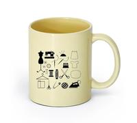 DEBINGY ceramica Tazze da caffè in gres con manico Signora che cuce nello studio del sarto （11oz/320ml） Perfetto per cucine, ristoranti e bar, ottima idea regalo Beige