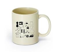 DEBINGY ceramica Tazze da caffè in gres con manico Signora che cuce nello studio del sarto （11oz/320ml） Perfetto per cucine, ristoranti e bar, ottima idea regalo Giallo chiaro