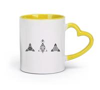 DEBINGY ceramica Tazze da caffè in gres con manico Simbolo alchemico della linea di geometria sacra （11oz/320ml） Porcellana fine (ceramica) Giallo