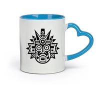 DEBINGY ceramica Tazze da caffè in gres con manico una fusione di arte Maya moderna e antica （11oz/320ml） Tazze da caffè in ceramica per casa o lavoro Blu