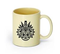 DEBINGY ceramica Tazze da caffè in gres con manico una fusione di arte Maya moderna e antica （11oz/320ml） Tazze da caffè in ceramica per casa o lavoro Beige