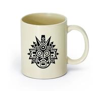 DEBINGY ceramica Tazze da caffè in gres con manico una fusione di arte Maya moderna e antica （11oz/320ml） Tazze da caffè in ceramica per casa o lavoro Giallo chiaro