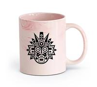 DEBINGY ceramica Tazze da caffè in gres con manico una fusione di arte Maya moderna e antica （11oz/320ml） Tazze da caffè in ceramica per casa o lavoro Rosa marmo