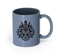 DEBINGY ceramica Tazze da caffè in gres con manico una fusione di arte Maya moderna e antica （11oz/320ml） Tazze da caffè in ceramica per casa o lavoro Blu grigio