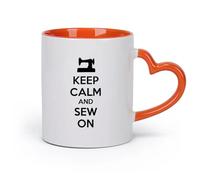 DEBINGY ceramica Tazze da caffè in gres Cucito Keep Calm On Sewing Sartoria Casa （11oz/320ml） per bevande calde, latte macchiato, cappuccino Arancione