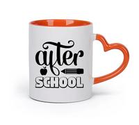 DEBINGY ceramica Tazze da caffè in gres dopo la scuola felice ritorno a scuola （11oz/320ml） Elegante e resistente - Adatto al microonde e alla lavastoviglie Arancione